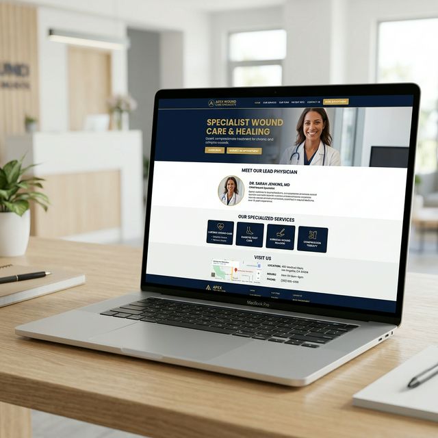 Specialist wound care clinic website built by Berg Solution